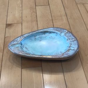 Vintage Stangl Antique Gold ashtray - gold on green 8”